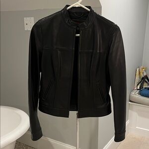 AG Adriano Goldschmied Classic Black Leather Jacket